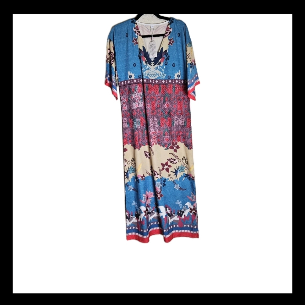 Made With Love Maxi Dress lightweight Boho Multicolor Floral Design  Size Medium